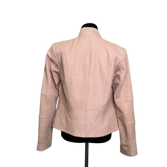 G.I.L.I  Blush Pale Pink Open Front Leather Jacket Size 6 - Picture 5 of 14